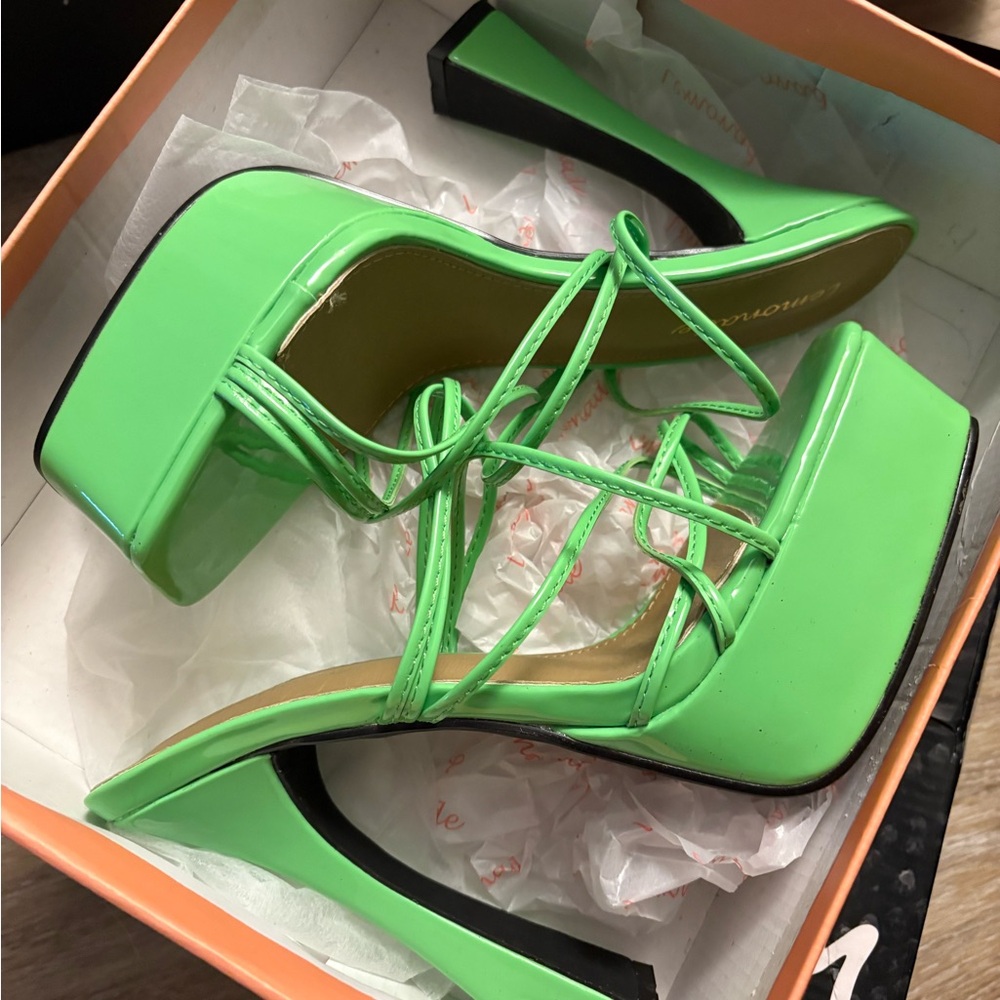 Dolls Kill Neon Green Strappy Heels